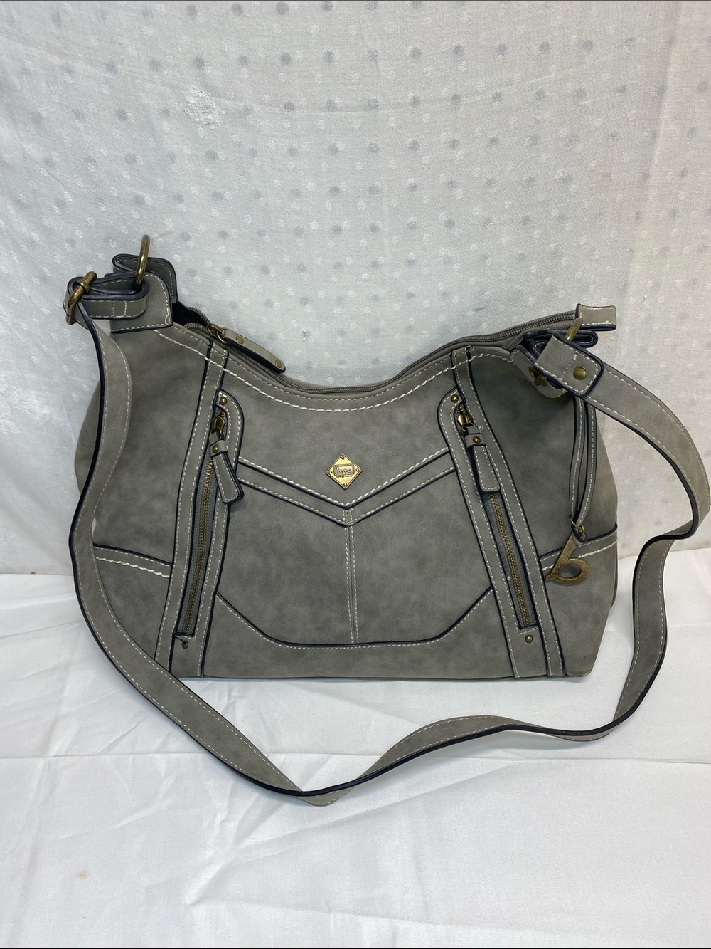 boc Gray Suede-Style hobo Shoulder Crossbody Bag adjustable strap